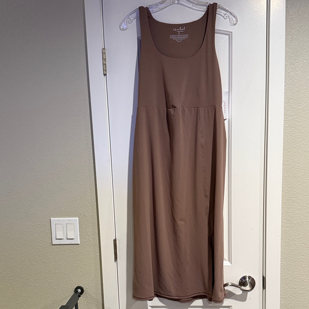 Brown Sleeveless Maxi Maternity Dress